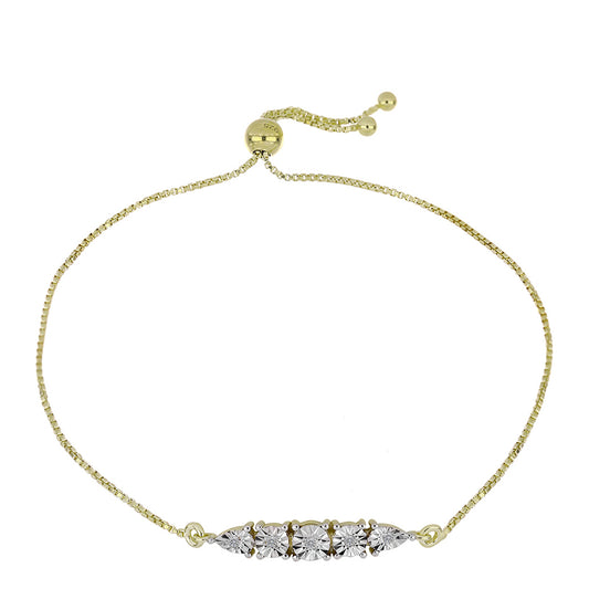 Pulsera de Plata Bañada en Oro con Diamante blanco