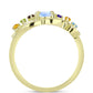Anillo de Plata Bañada en Oro con Piedra Lunar Arco Iris y Amatista de Marruecos