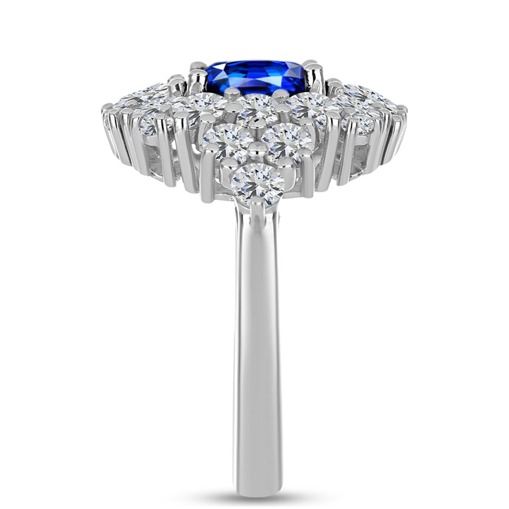 Anillo de Plata con Zafiro Azul Australiano y Topacio Blanco 4 
