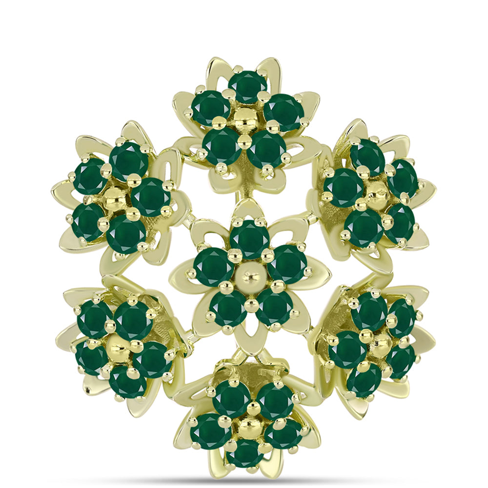 Broche de Plata Bañada en Oro con Ágata Verde