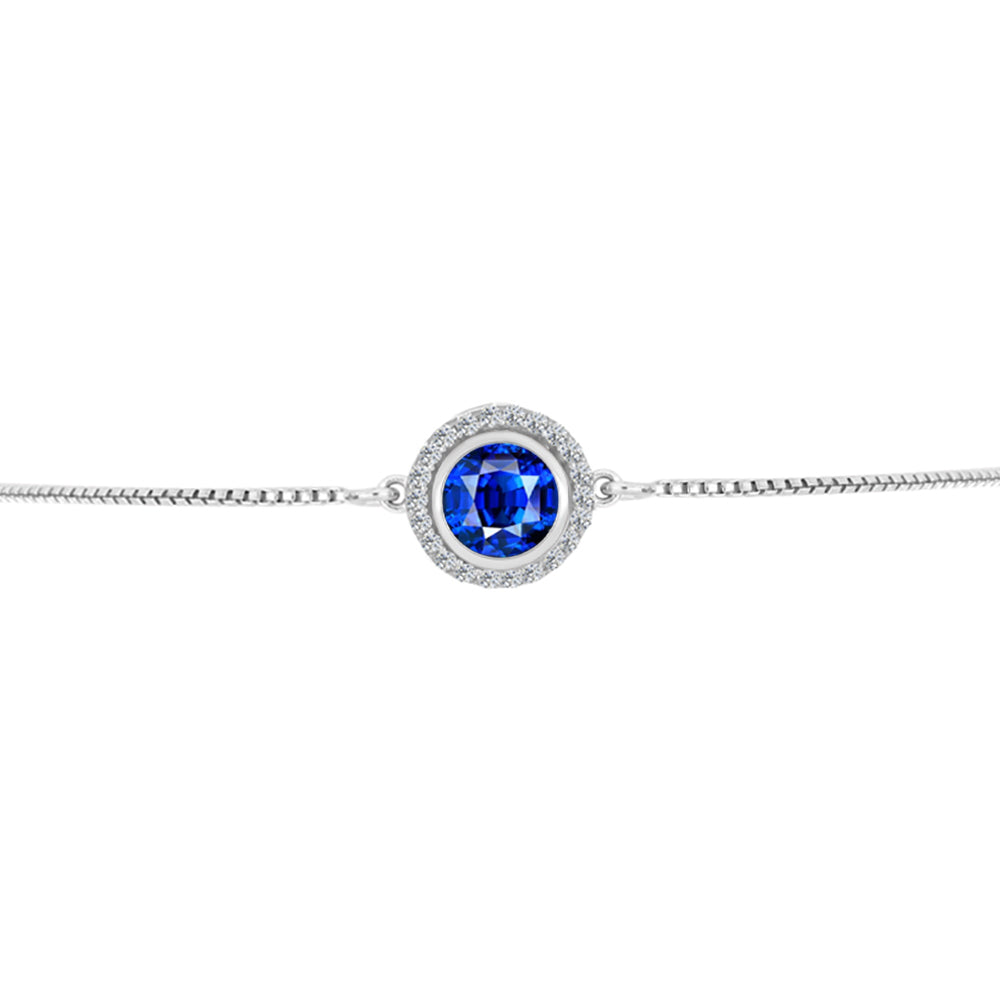 Pulsera de Plata con Zafiro Azul Australiano y Topacio Blanco 3 