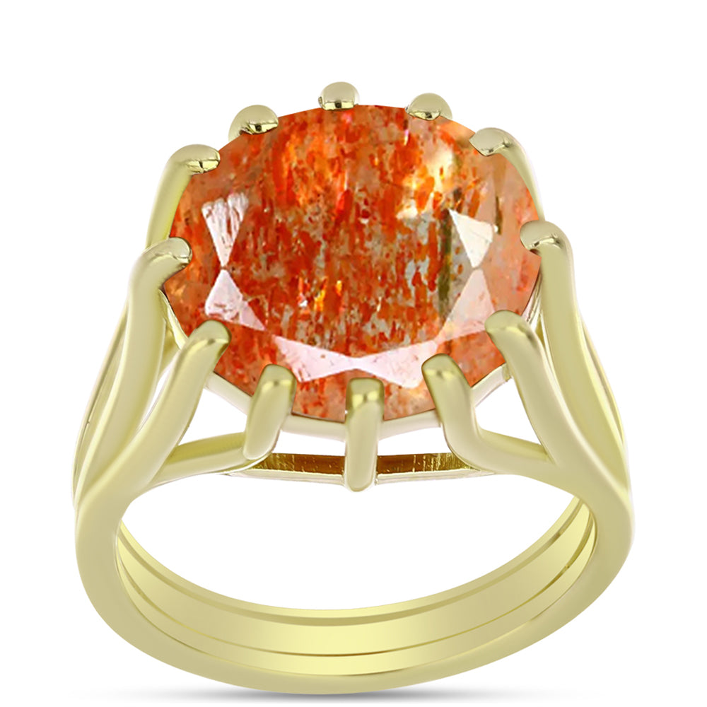 Anillo de Plata Bañada en Oro con Piedra Solar de Oregon 3 