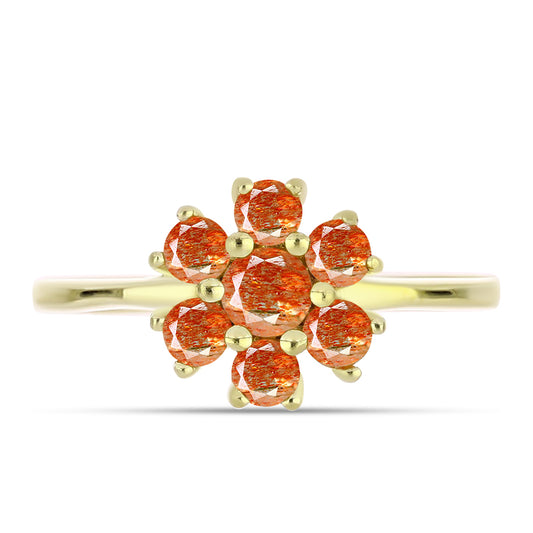 Anillo de Plata Bañada en Oro con Piedra Solar de Oregon