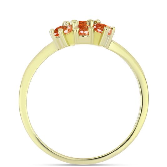 Anillo de Plata Bañada en Oro con Piedra Solar de Oregon