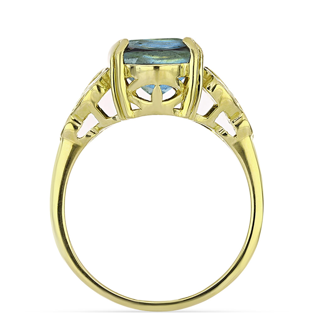 Anillo de Plata Bañada en Oro con Labradorita