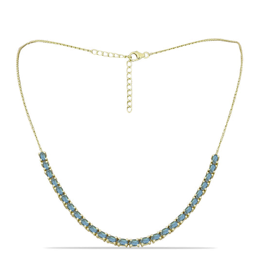 Collar de Plata Bañada en Oro con Labradorita
