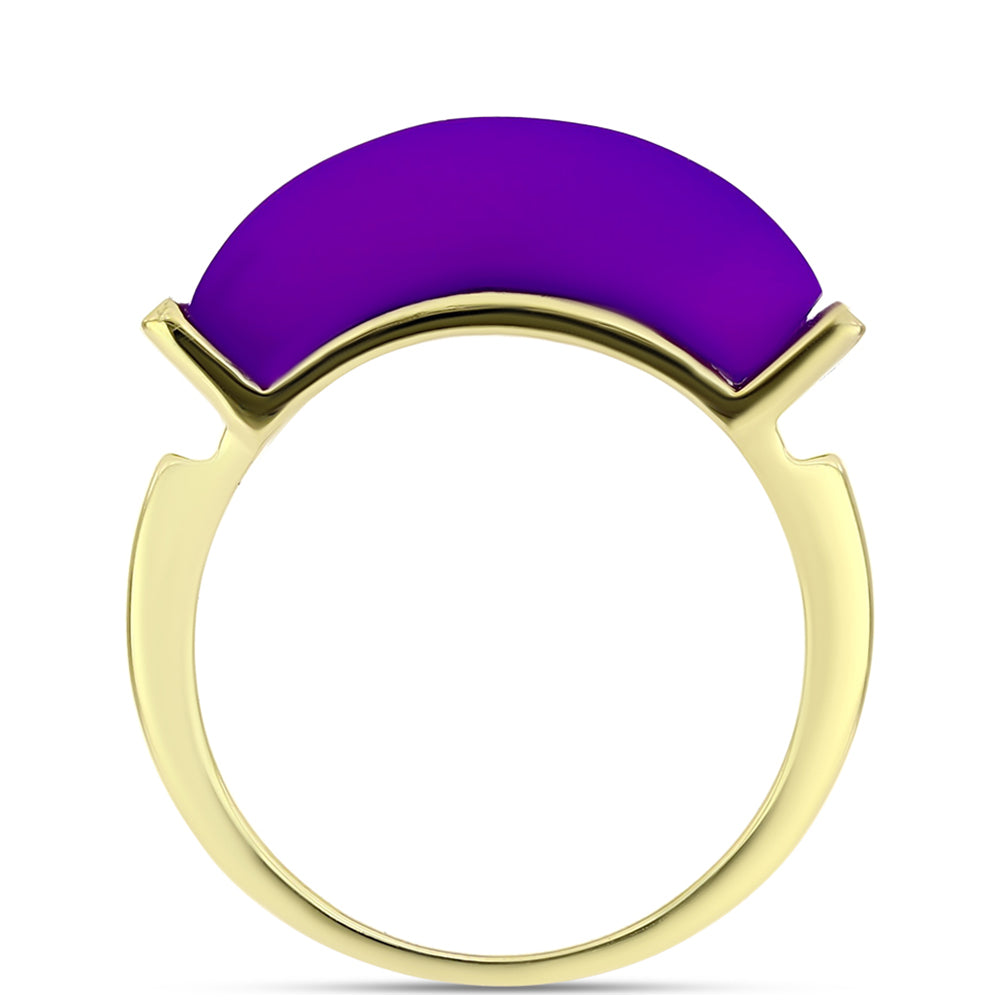 Anillo de Plata Bañada en Oro con Ágata Púrpura 3 