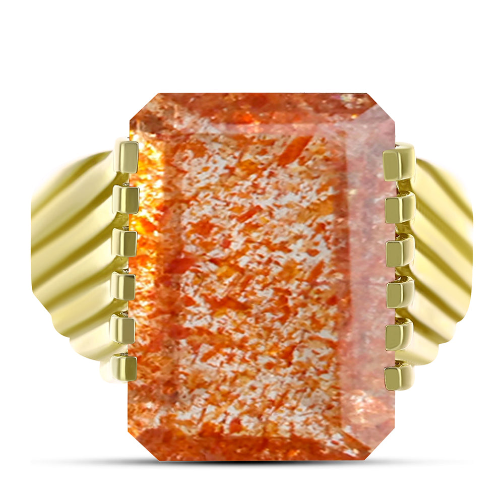 Anillo de Plata Bañada en Oro con Piedra Solar de Oregon