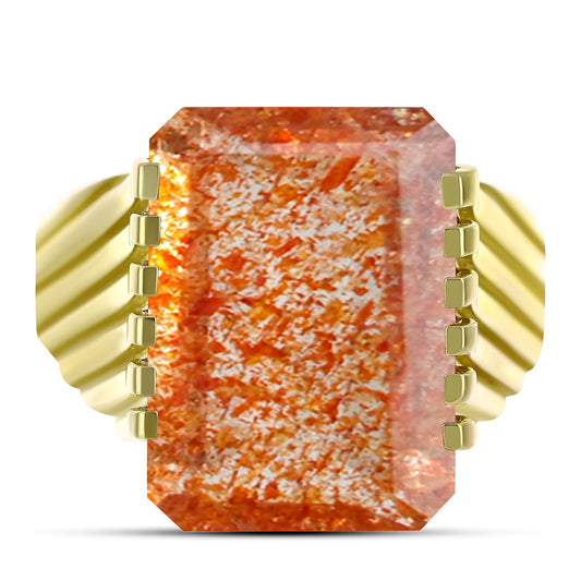 Anillo de Plata Bañada en Oro con Piedra Solar de Oregon