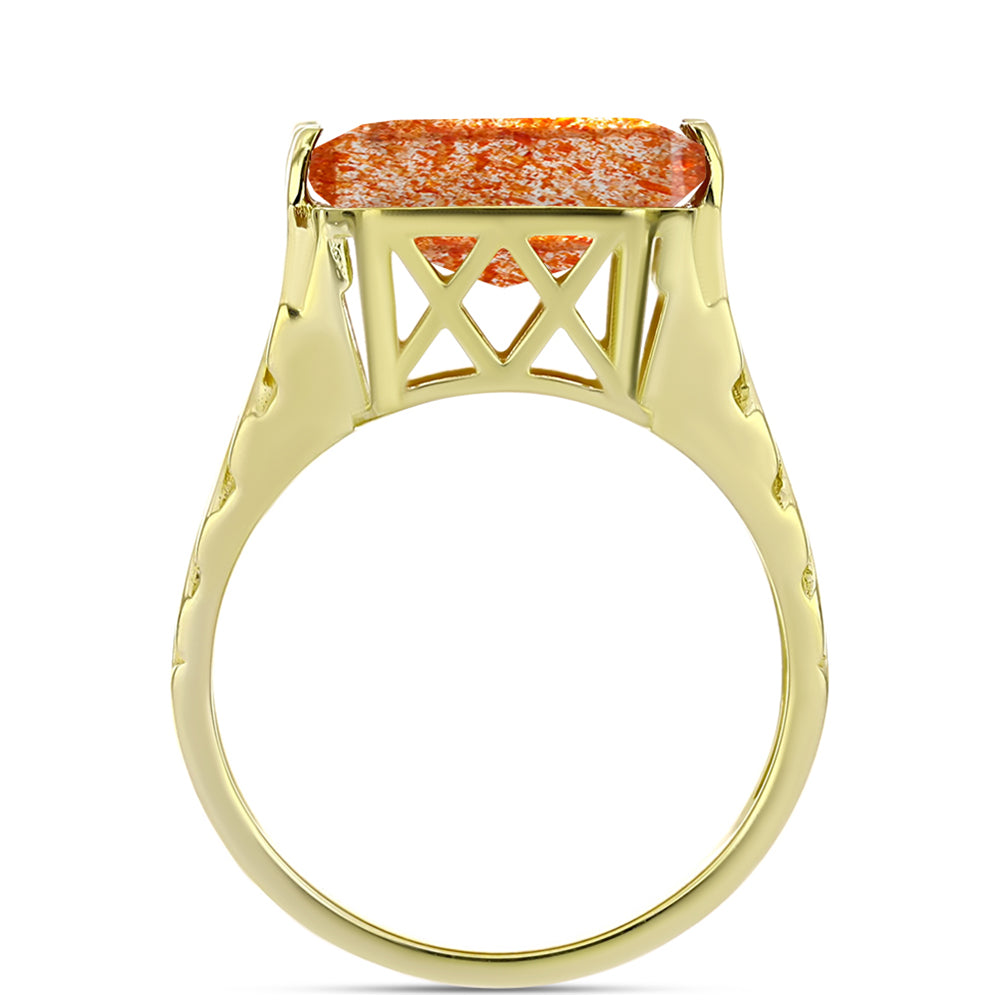 Anillo de Plata Bañada en Oro con Piedra Solar de Oregon 2 