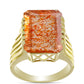 Anillo de Plata Bañada en Oro con Piedra Solar de Oregon