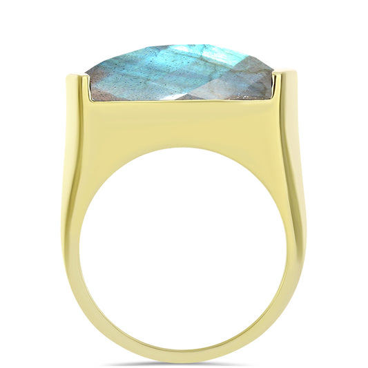 Anillo de Plata Bañada en Oro con Labradorita