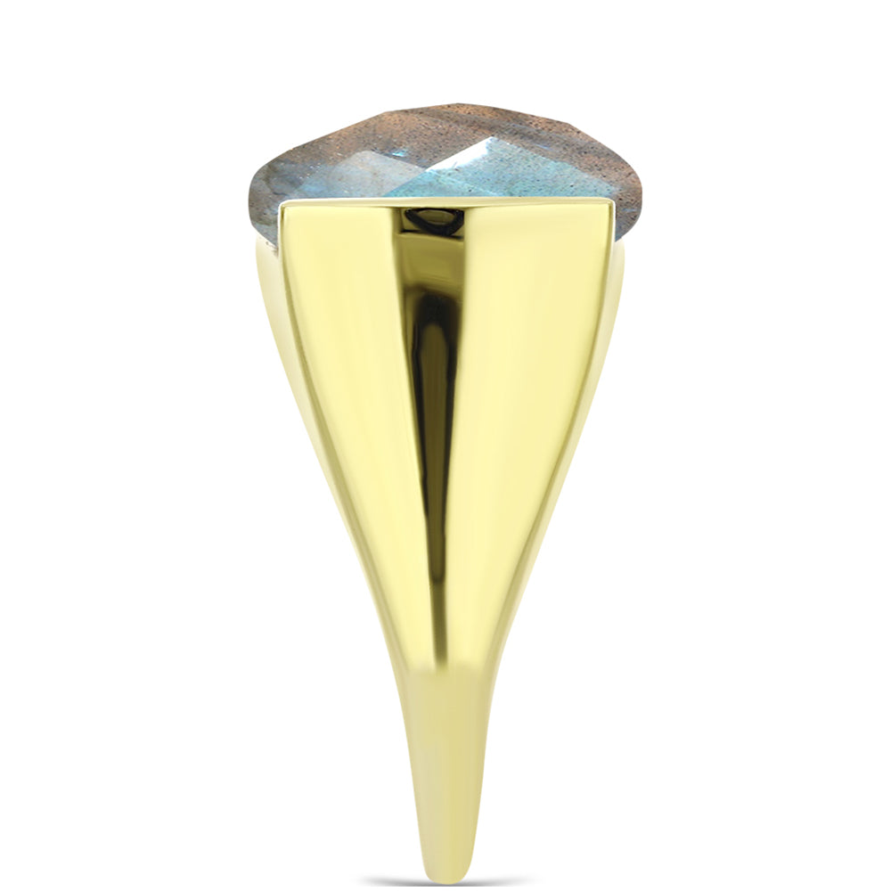 Anillo de Plata Bañada en Oro con Labradorita