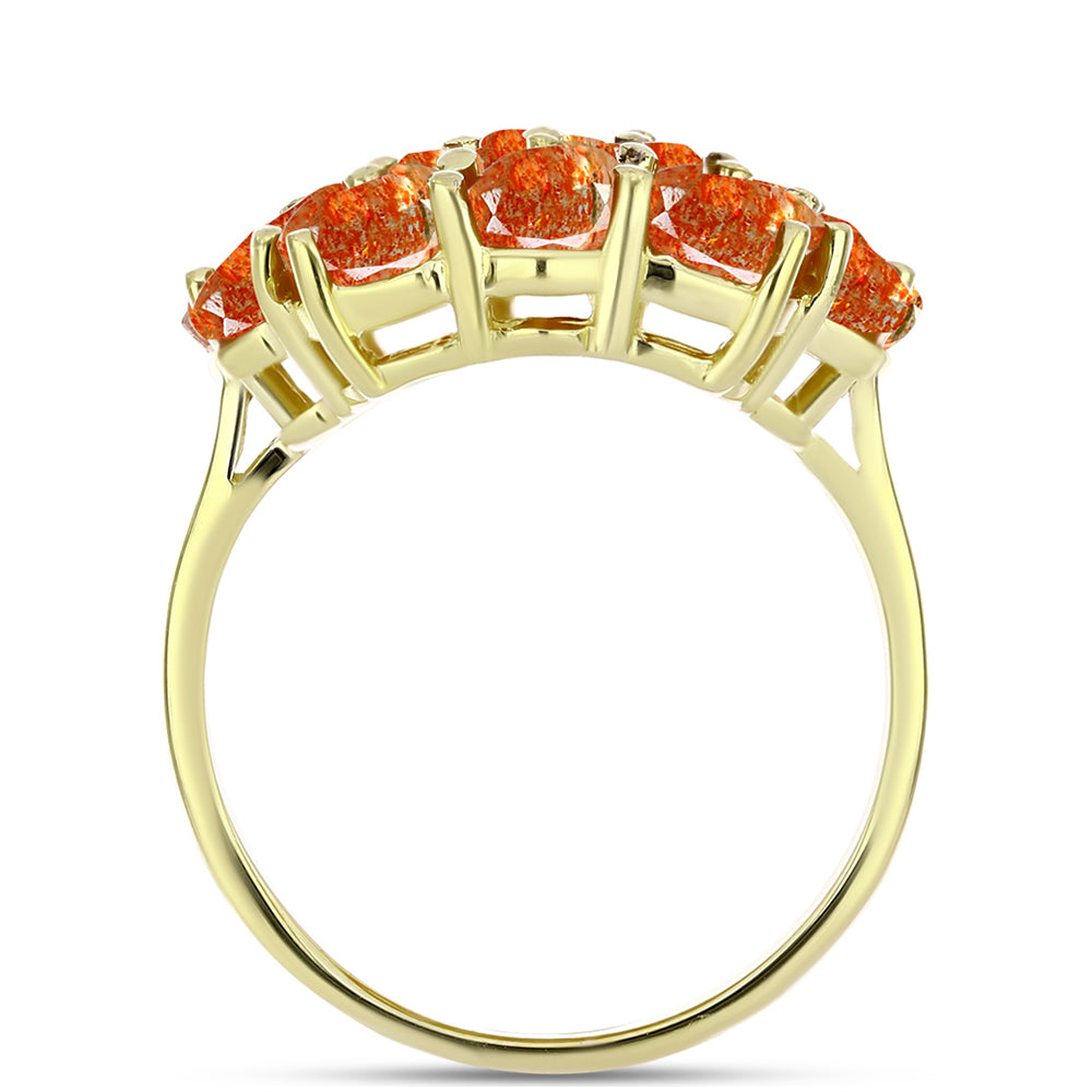 Anillo de Plata Bañada en Oro con Piedra Solar de Oregon 2 