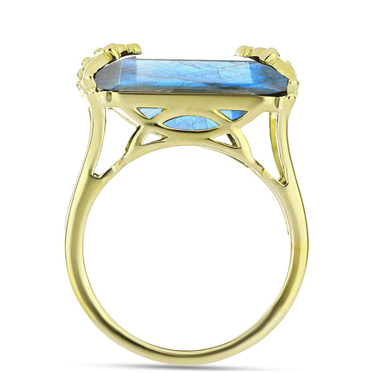 Anillo de Plata Bañada en Oro con Labradorita