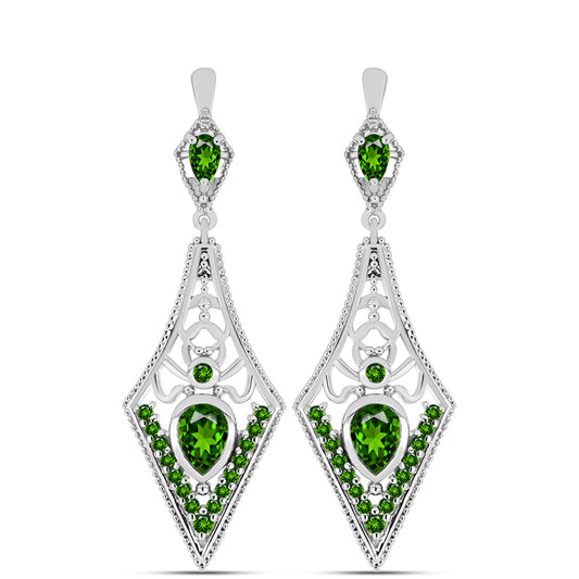 Pendientes de Plata con Diópsido de Cromo