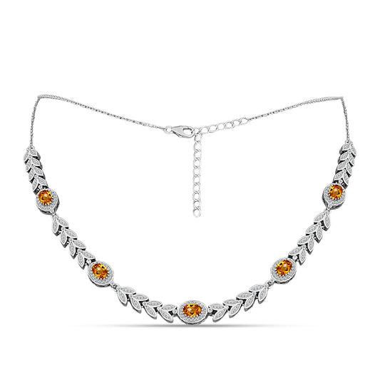 Collar de Plata con Citrino de Madeira y Topacio Blanco