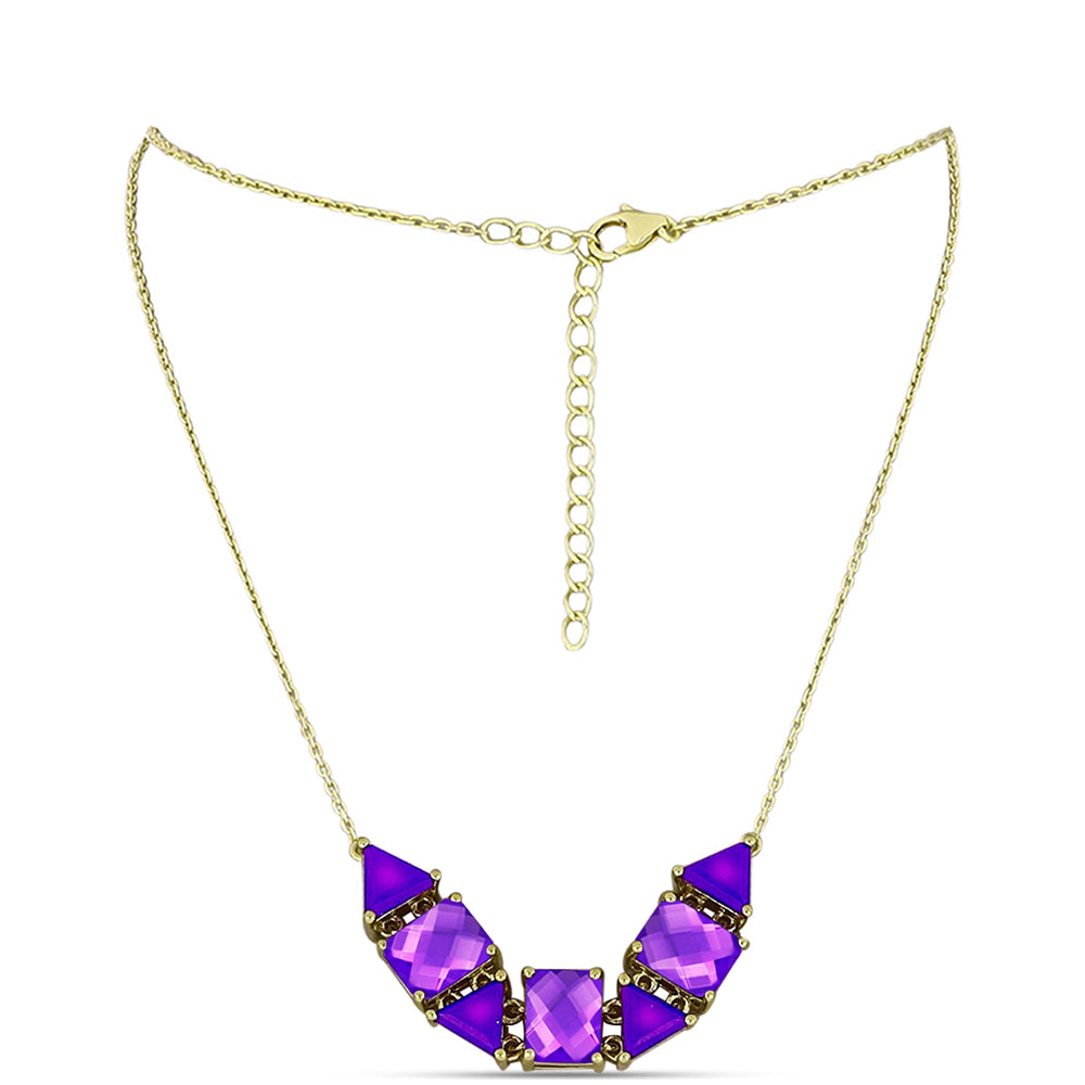 Collar de Plata Bañada en Oro con Ágata Púrpura