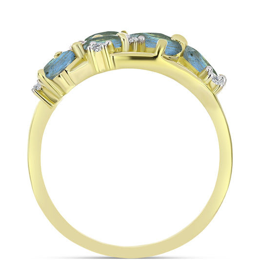 Anillo de Plata Bañada en Oro con Labradorita