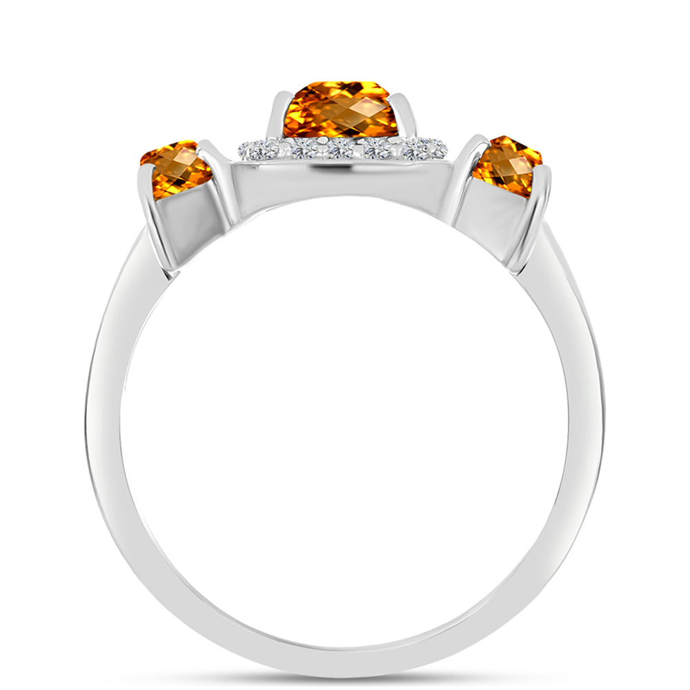 Anillo de Plata con Citrino de Madeira y Topacio Blanco