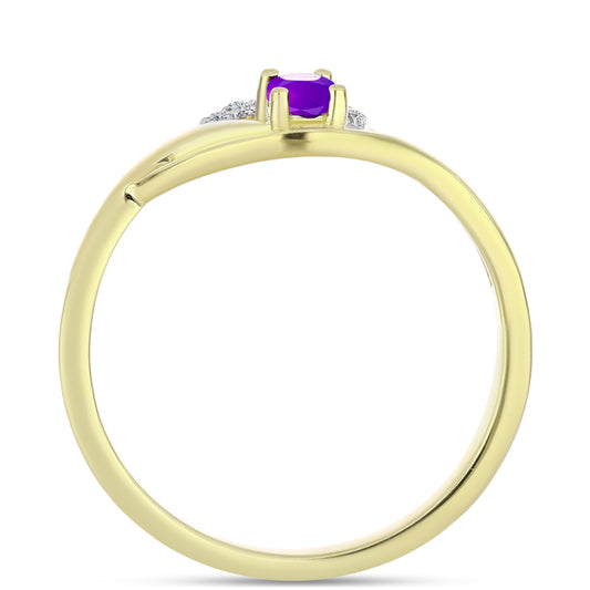 Anillo de Plata Bañada en Oro con Ágata Púrpura y Topacio Blanco