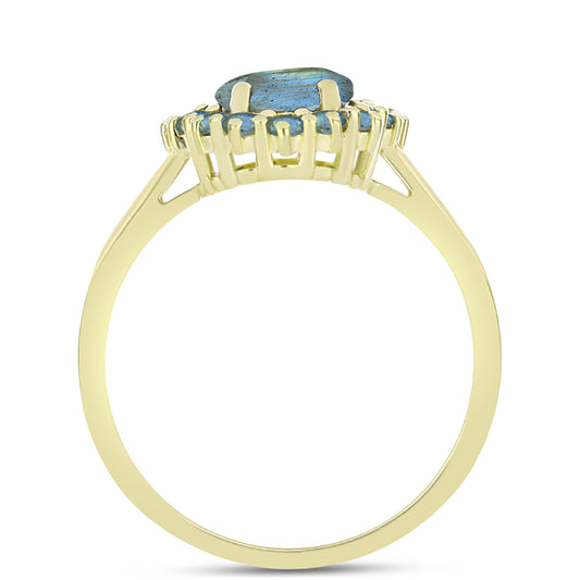 Anillo de Plata Bañada en Oro con Labradorita