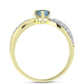 Anillo de Plata Bañada en Oro con Labradorita y Topacio Blanco