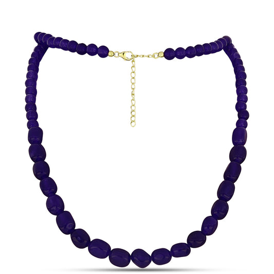 Collar de Plata Bañada en Oro con Ágata Púrpura