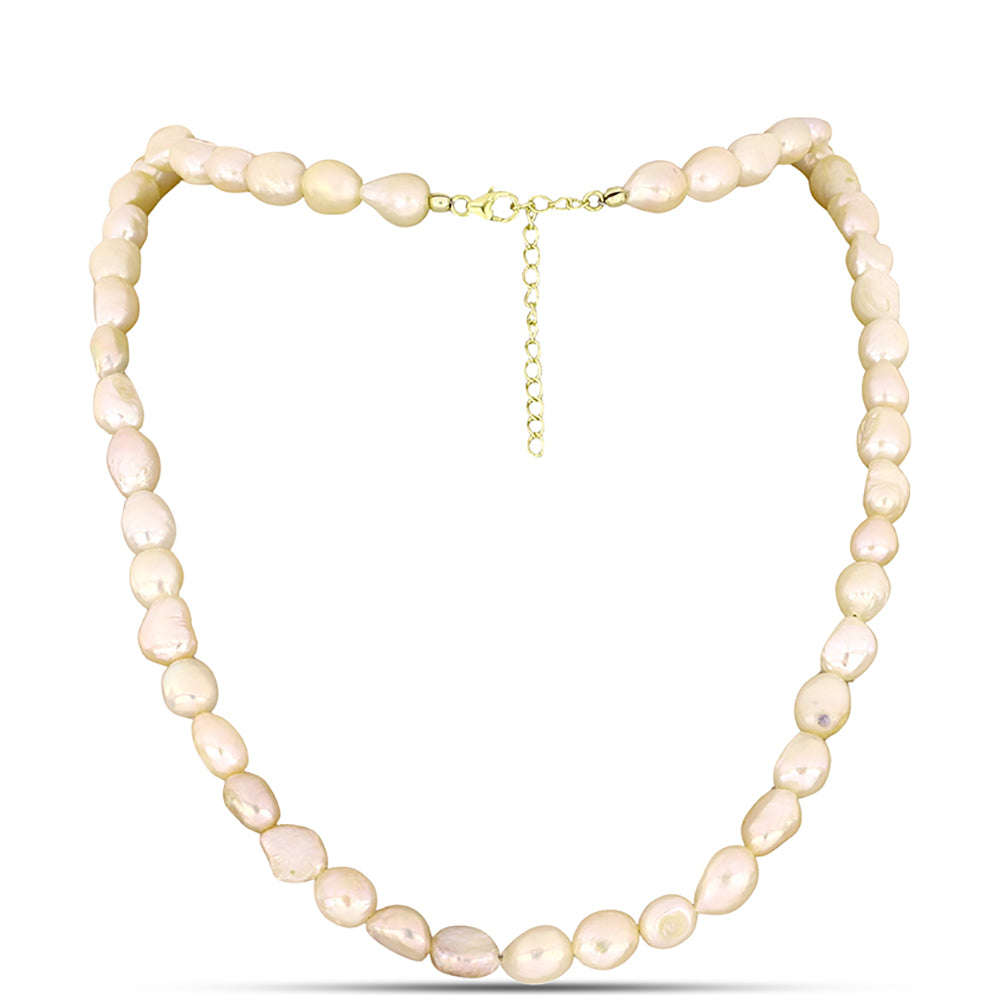 Collar de Plata Bañada en Oro con Perla de agua dulce melocotón 2 