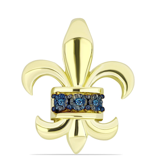 Colgante de Plata Bañada en Oro con Diamante Azul