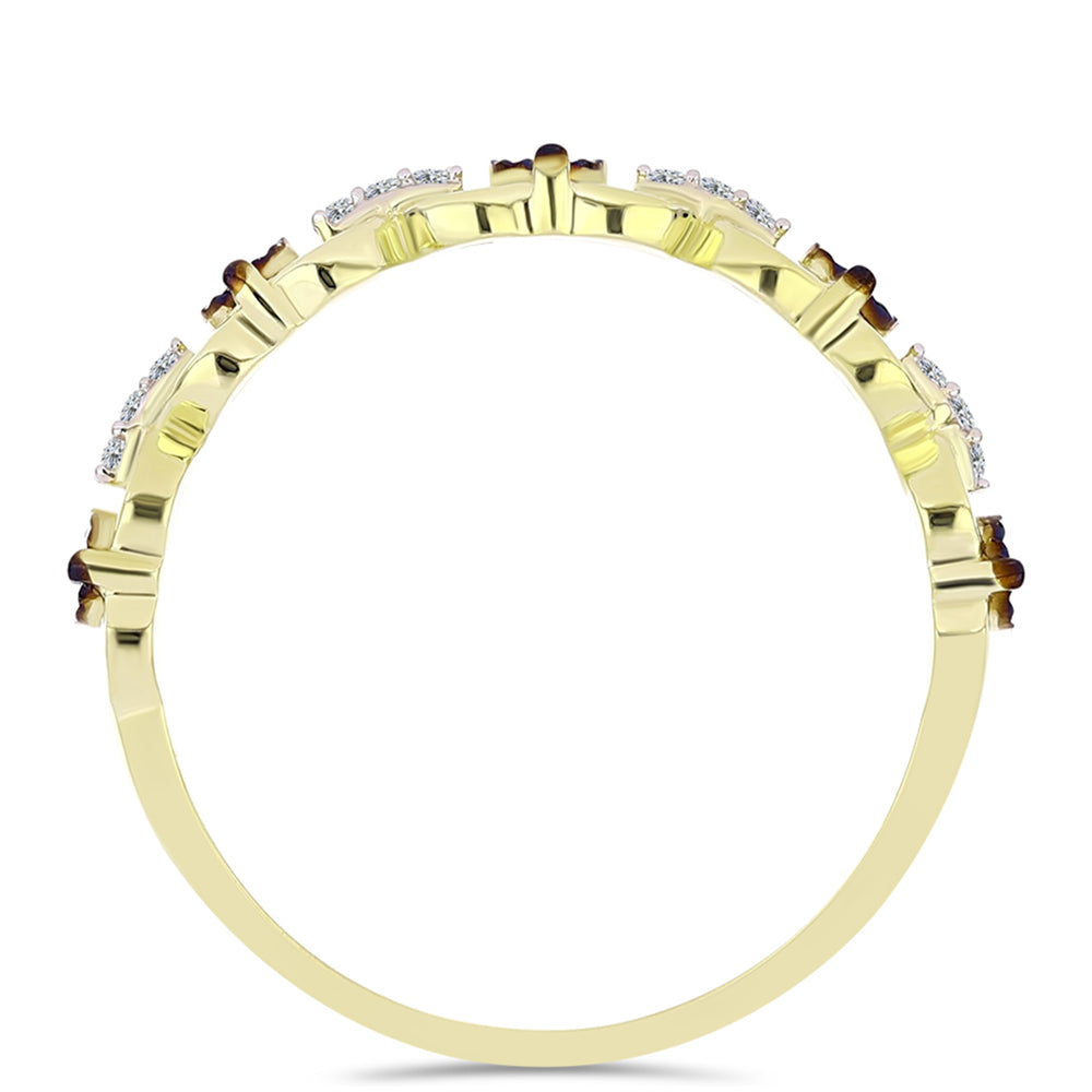 Anillo de Plata Bañada en Oro con Diamante Azul y Topacio Blanco 6 