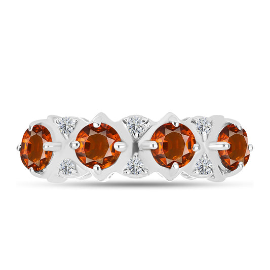 Anillo de Plata con Citrino de Madeira y Topacio Blanco