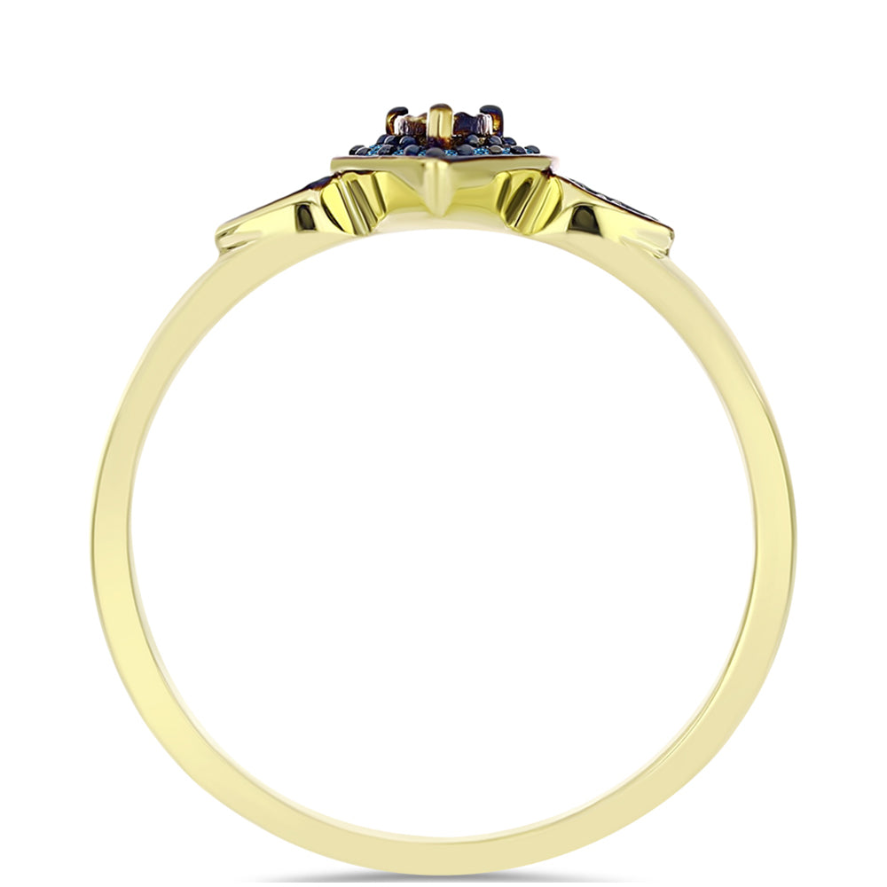 Anillo de Plata Bañada en Oro con Diamante Azul 6 