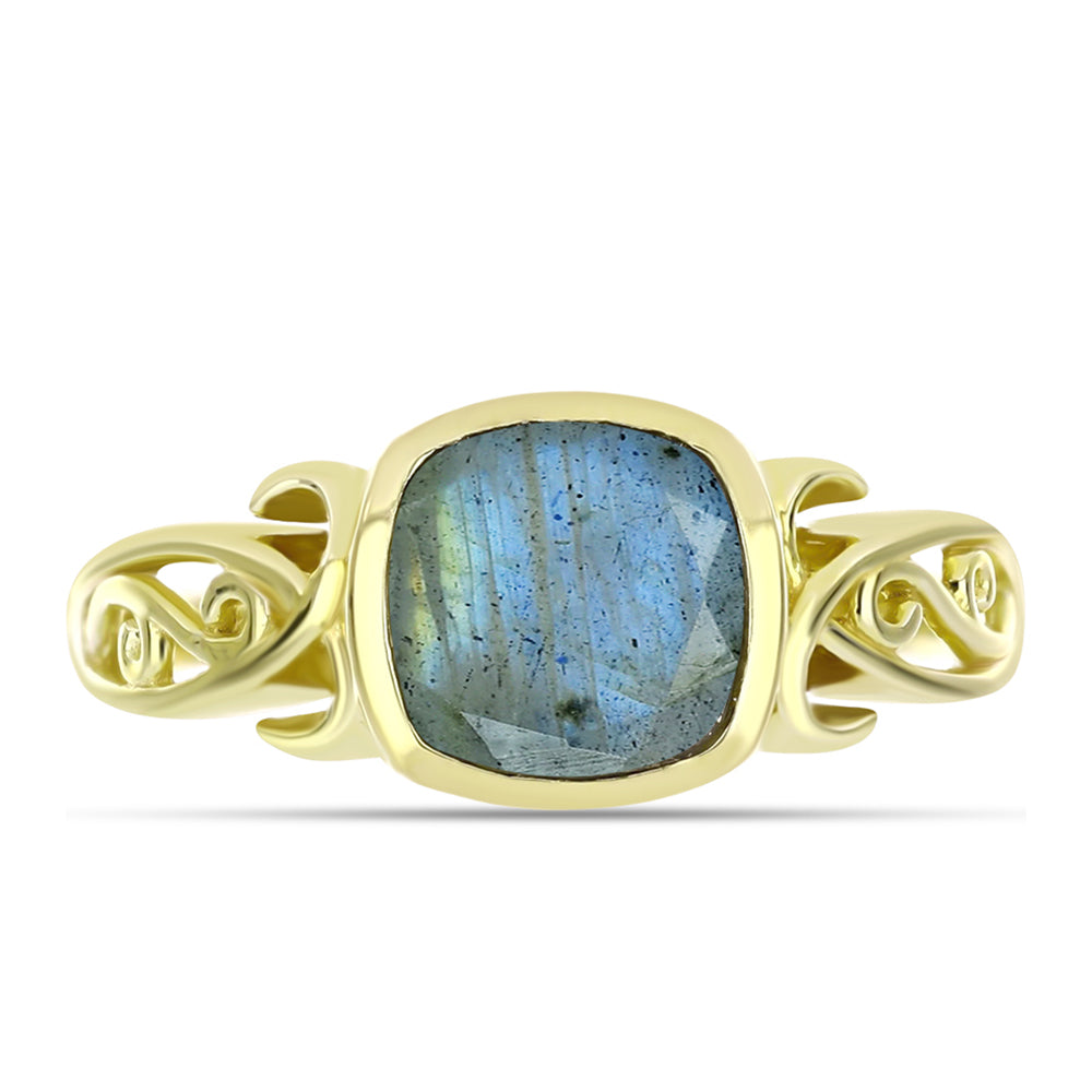Anillo de Plata Bañada en Oro con Labradorita 1 