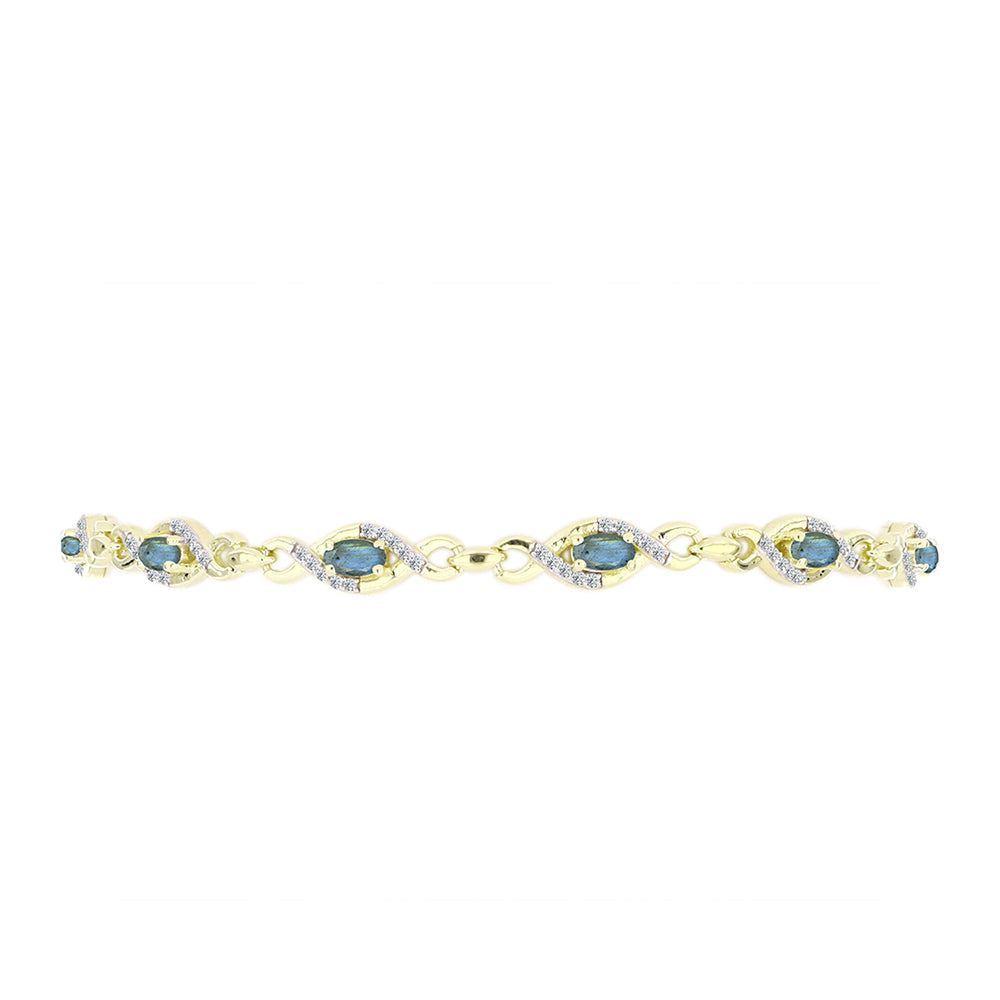Pulsera de Plata Bañada en Oro con Labradorita y Topacio Blanco 2 