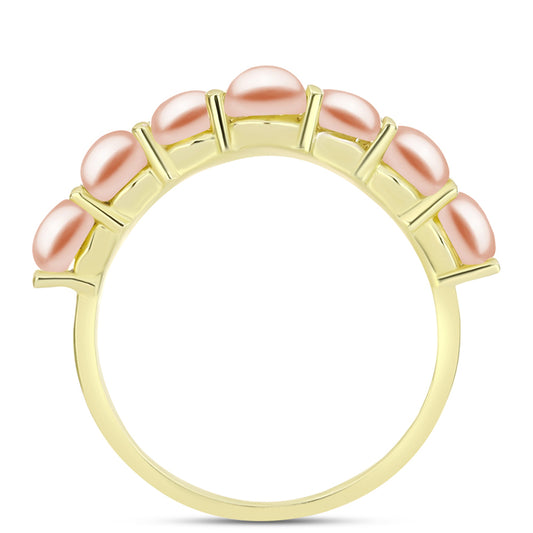 Anillo de Plata Bañada en Oro con Perla de agua dulce melocotón