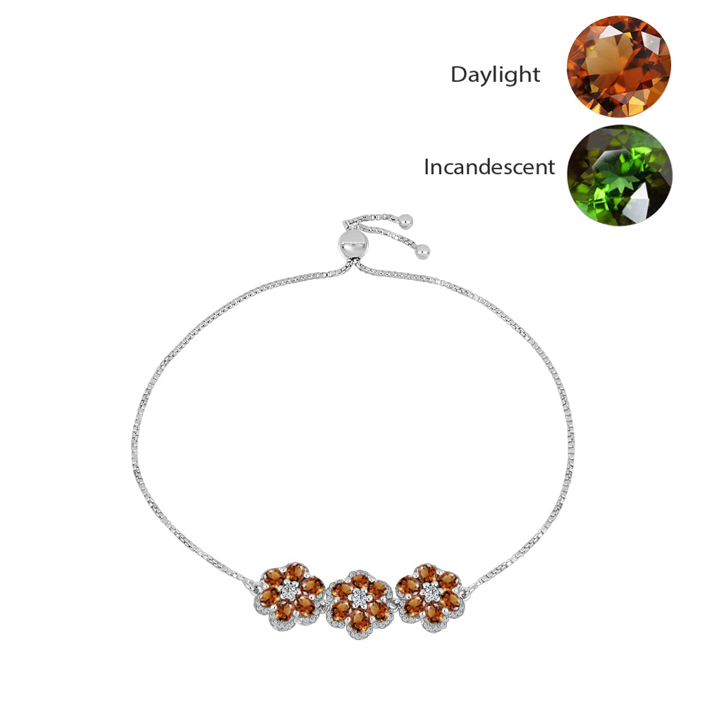 Pulsera de Plata con Zultanita de Anatolia certificado y cultivado en laboratorio y Topacio Blanco 1 
