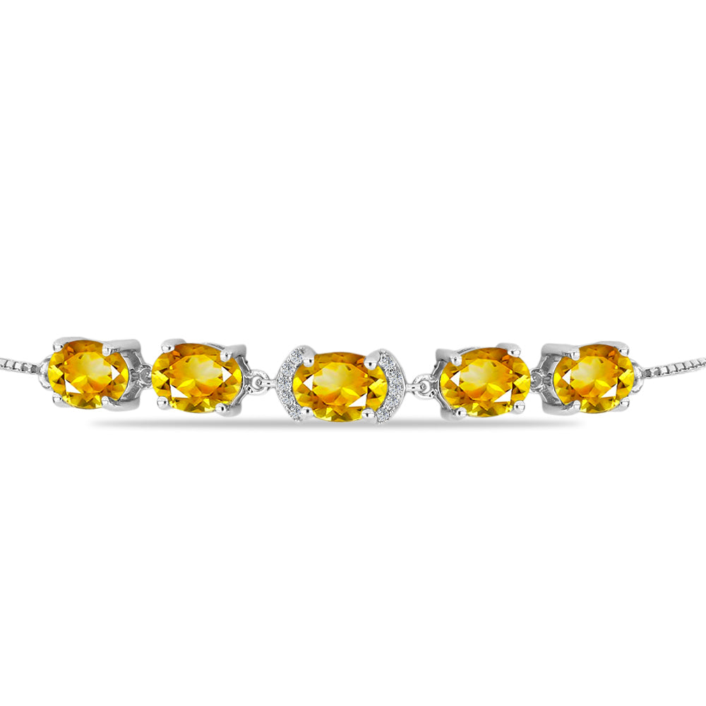 Pulsera de Plata con Citrino de Río del Oro y Topacio Blanco 3 
