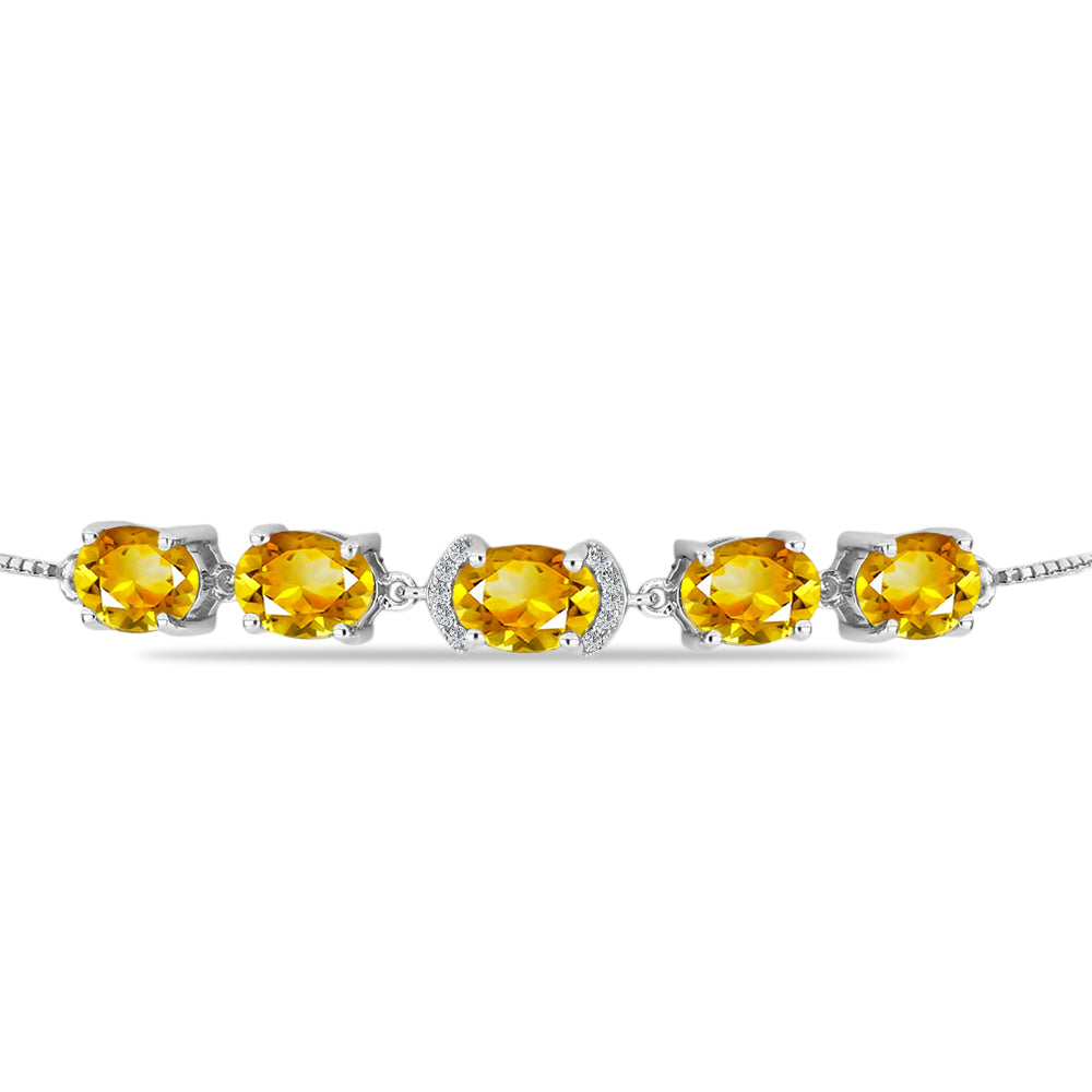 Pulsera de Plata con Citrino de Río del Oro y Topacio Blanco 2 