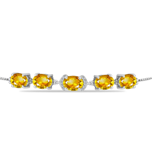 Pulsera de Plata con Citrino de Río del Oro y Topacio Blanco