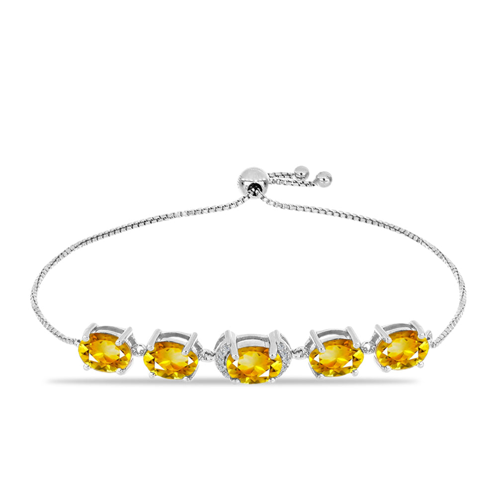 Pulsera de Plata con Citrino de Río del Oro y Topacio Blanco