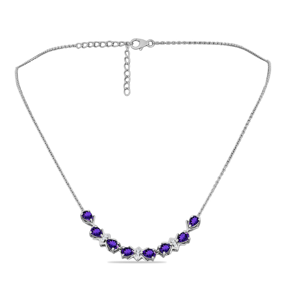 Collar de Plata con Amatista de Marruecos y Topacio Blanco