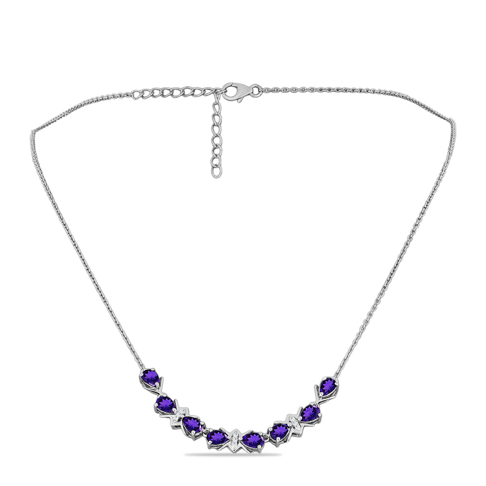 Collar de Plata con Amatista de Marruecos y Topacio Blanco