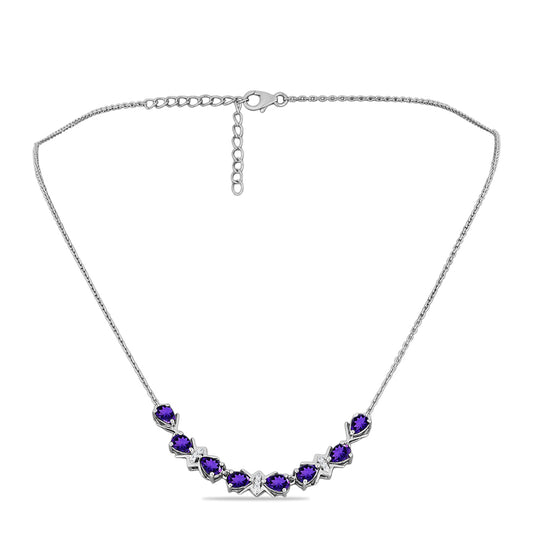 Collar de Plata con Amatista de Marruecos y Topacio Blanco