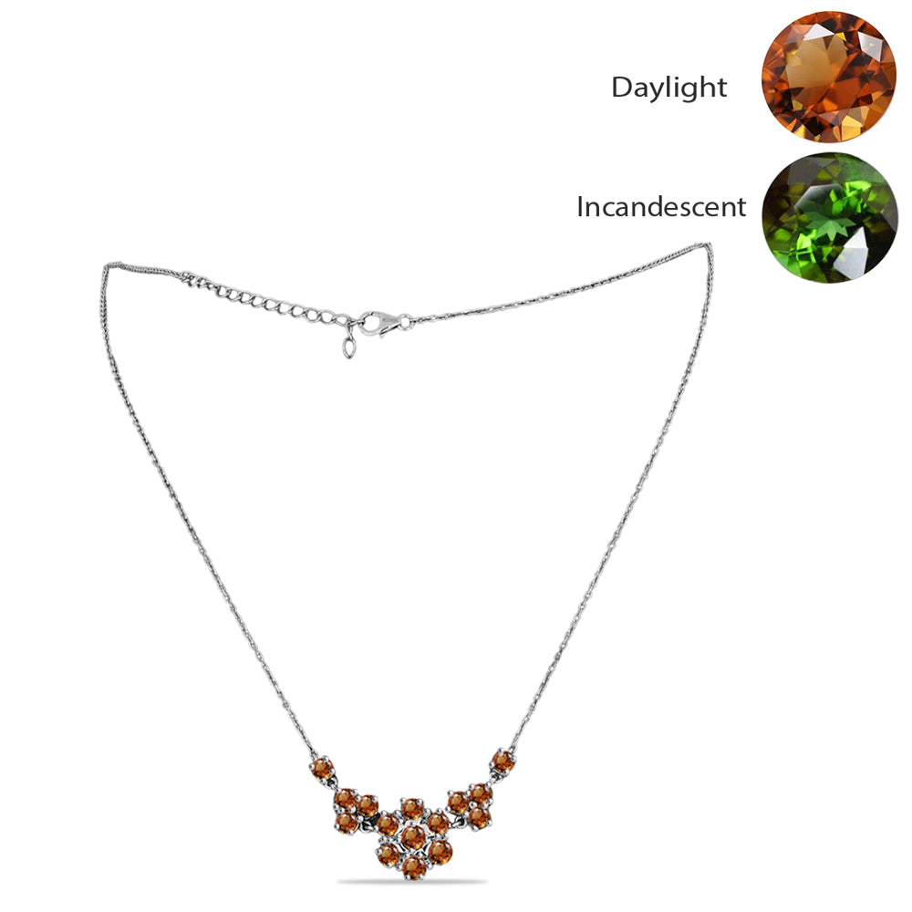 Collar de Plata con Zultanita de Anatolia certificado y cultivado en laboratorio y Topacio Blanco