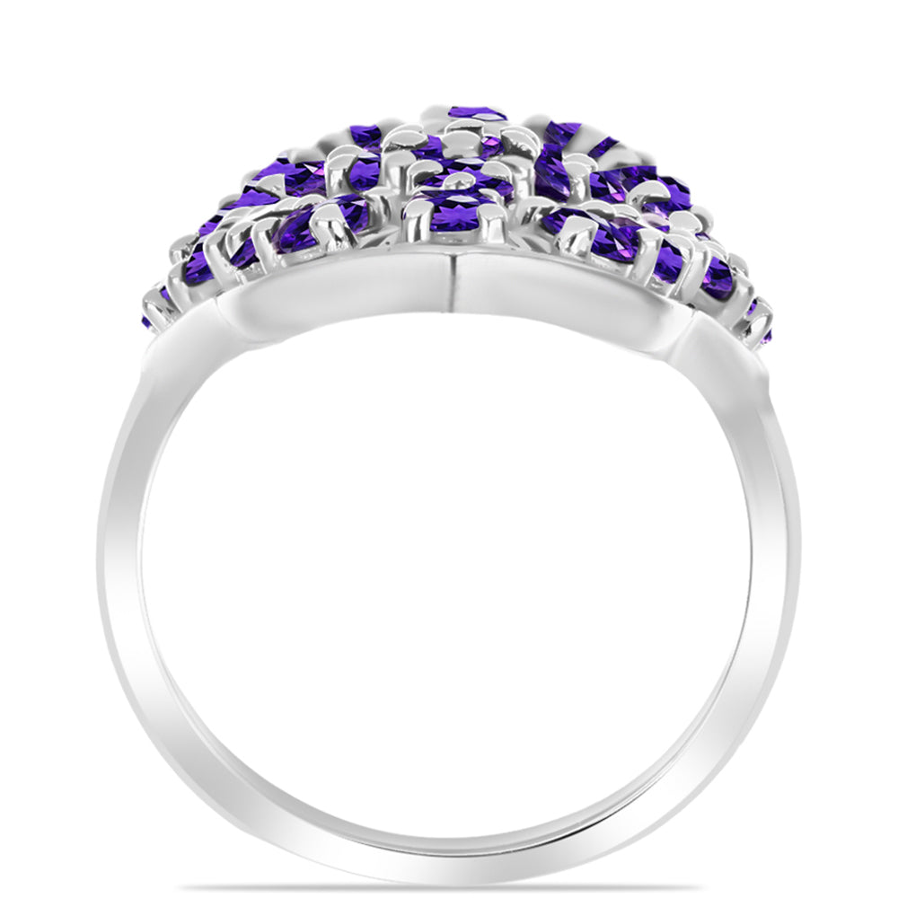 Anillo de Plata con Amatista de Marruecos y Topacio Blanco