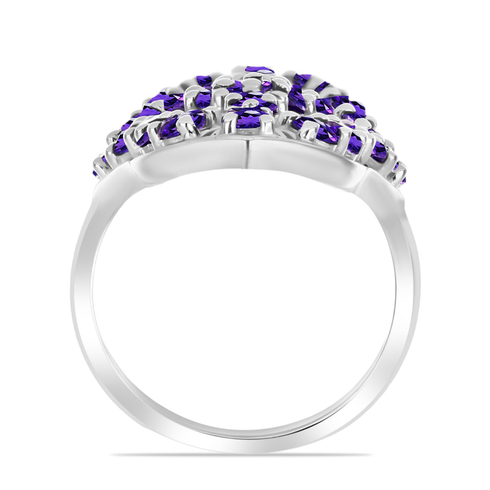 Anillo de Plata con Amatista de Marruecos y Topacio Blanco