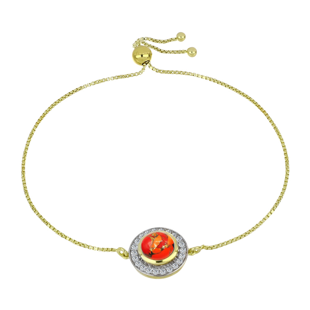 Pulsera de Plata Bañada en Oro con Turquesa de Mohave y Topacio Blanco