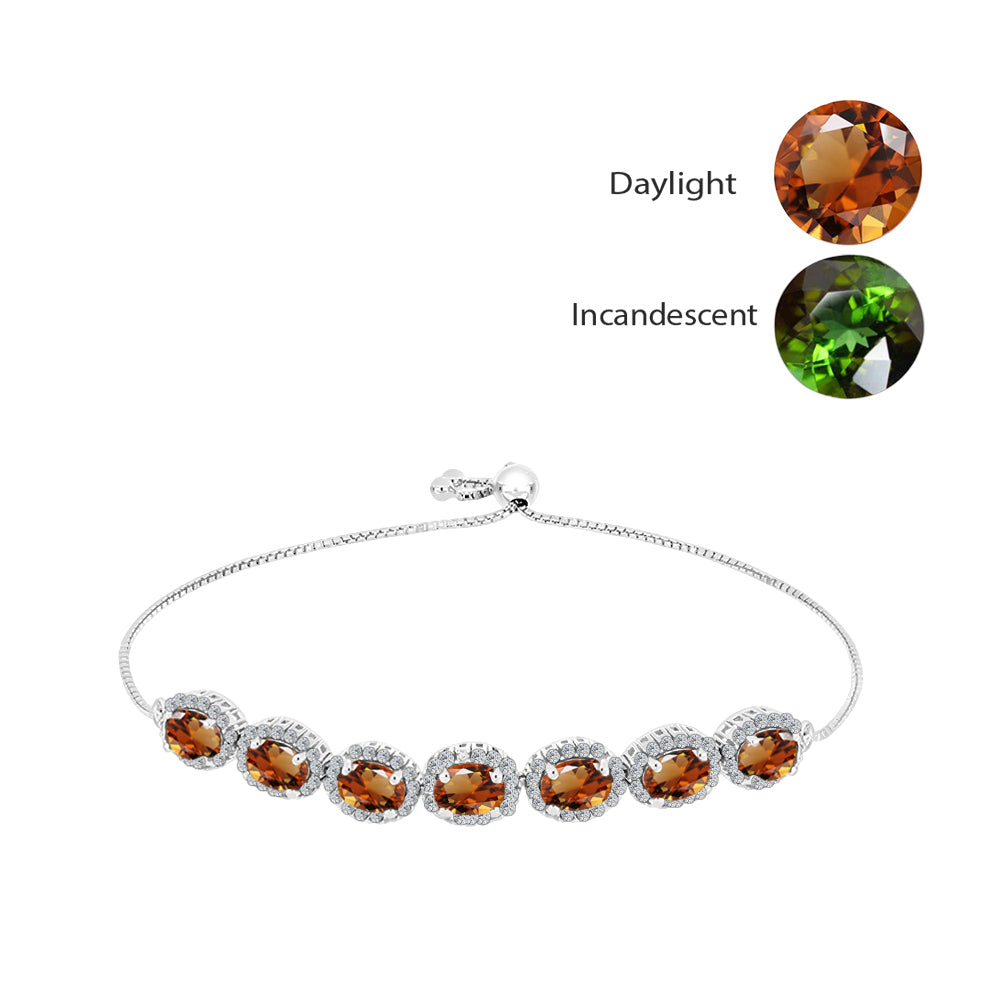 Pulsera de Plata con Zultanita de Anatolia certificado y cultivado en laboratorio y Topacio Blanco 1 