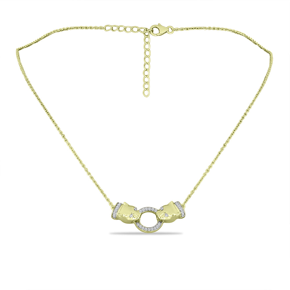 Collar de Plata Bañada en Oro con Diamante blanco y Topacio Blanco